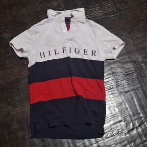 Tommy Hilfiger Red and White Polo Shirt